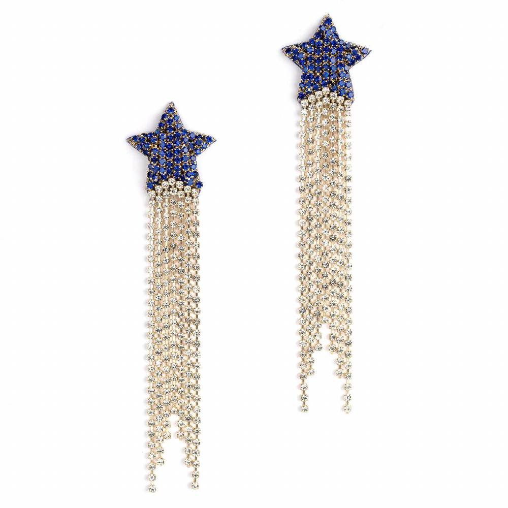 NEW DEEPA GURNANI evren earring in cobalt